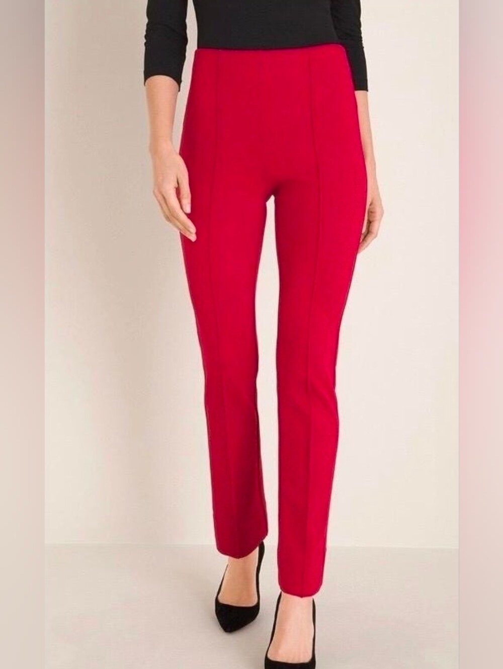 Chico's So Slimming Juliet Straight Pant, Size 1R US 8 NWT: Color Mulberry Red
